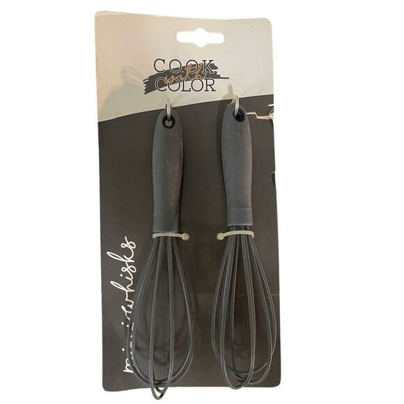 Cook with Color 2-Pack Mini Silicone Whisks Gray MW001 Kitchen Tools – New - Picture 7 of 7